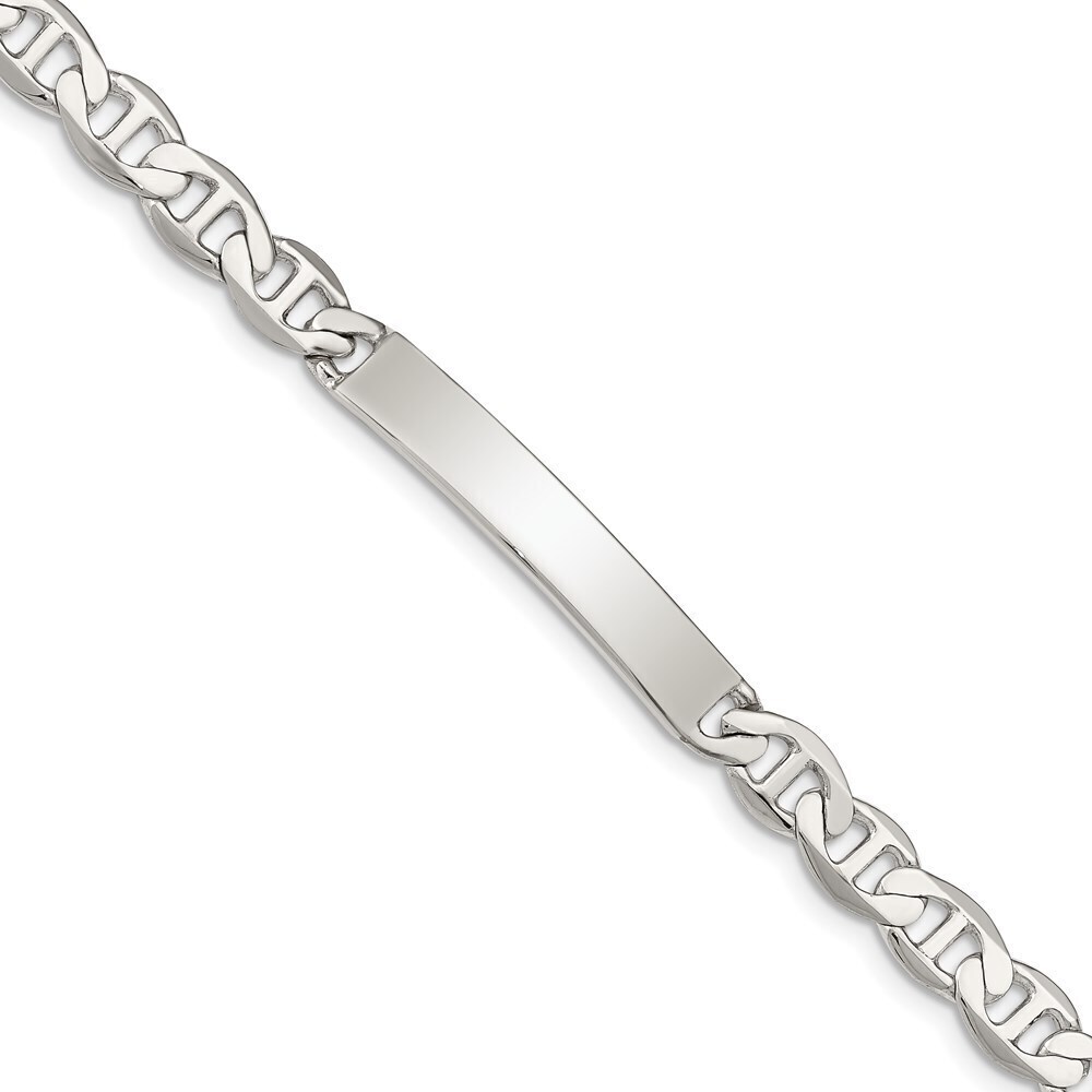 Kazi Luxury Sterling Silver Polished Engraveable Anchor Link ID Bracelet